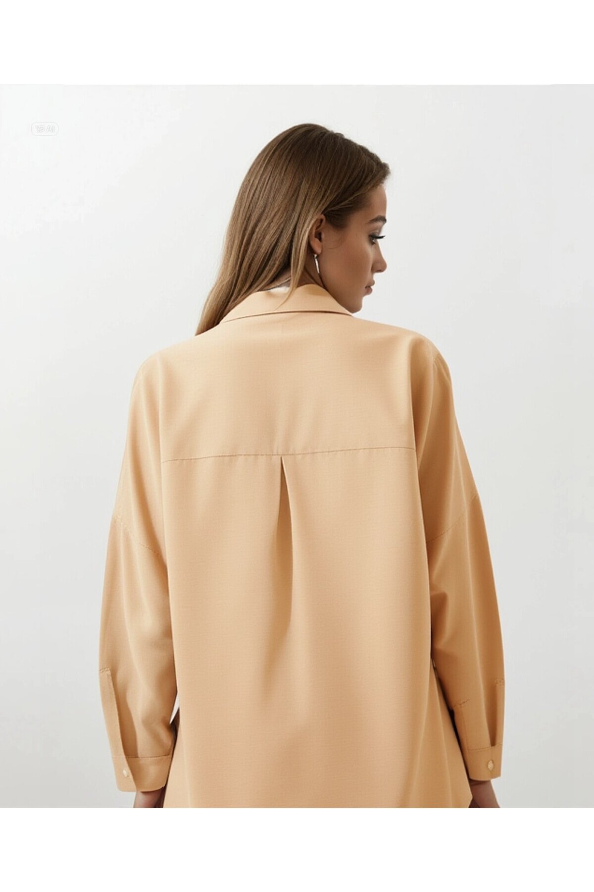 Kadın Bisküvi Oversize Uzun Basic Gömlek HZL22W-BD139001