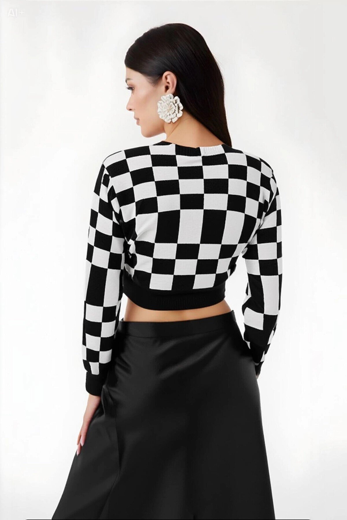 Kadın Düz Siyah Saten Yüzeyli Beli Lastikli Midi Boy Etek Hzl23s-bd1101471