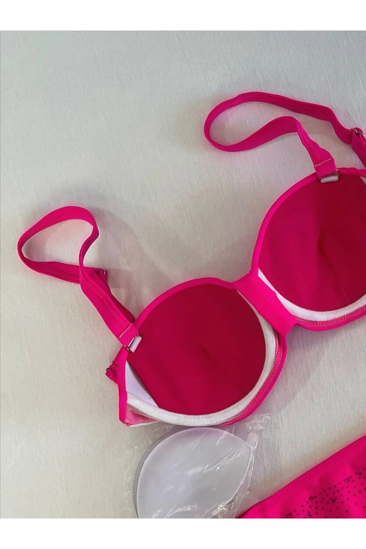 Kadın Fuşya Taş İşlemeli Astarlı Bikini Takım HZL25S-LC3361