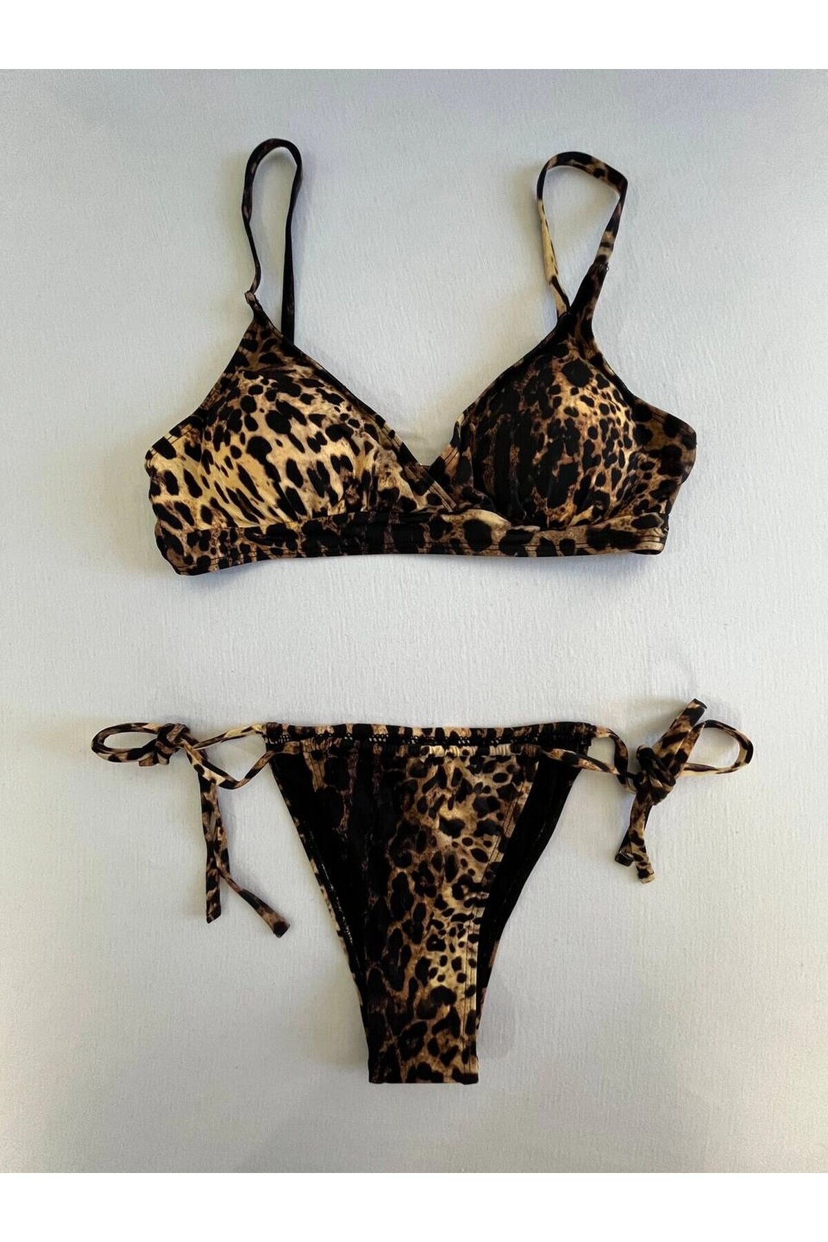Kadın Kahverengi Leopar Desen Bikini Takımı HZL25S-LC3119