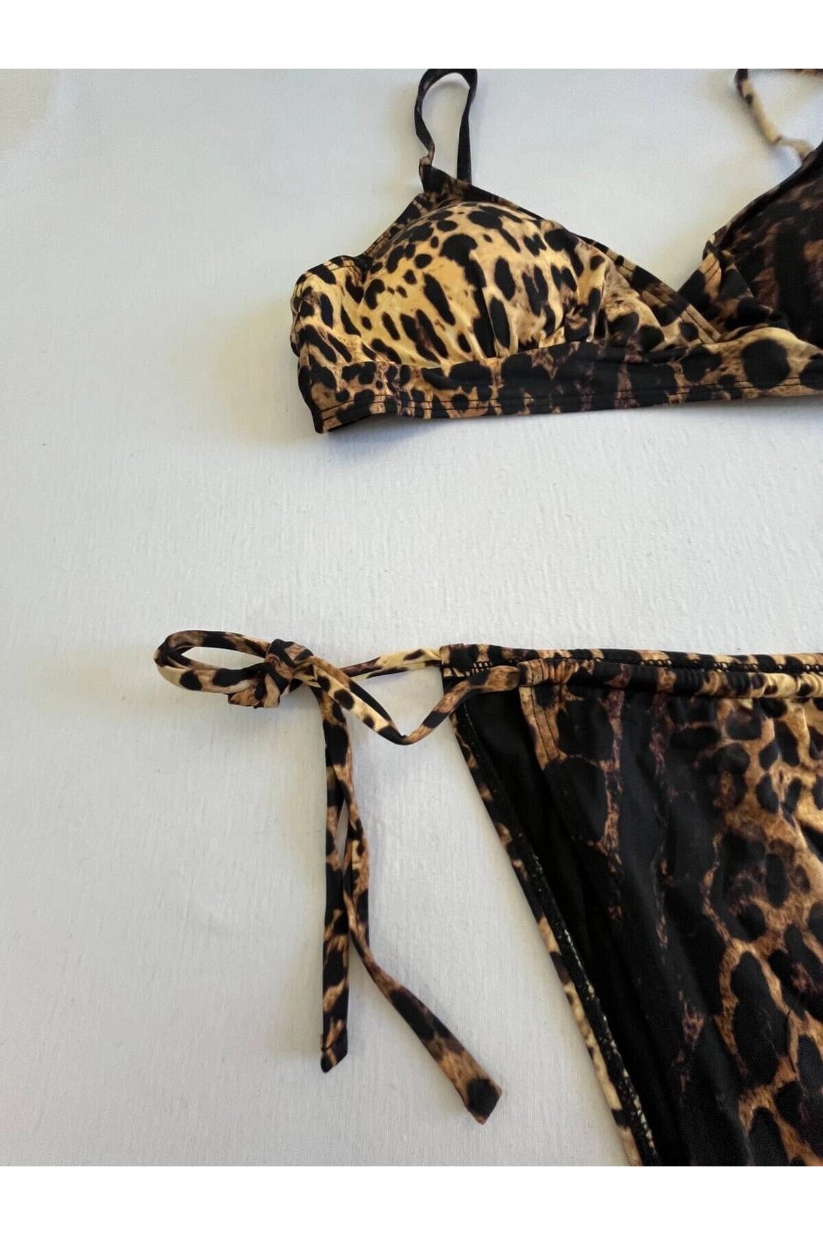 Kadın Kahverengi Leopar Desen Bikini Takımı HZL25S-LC3119