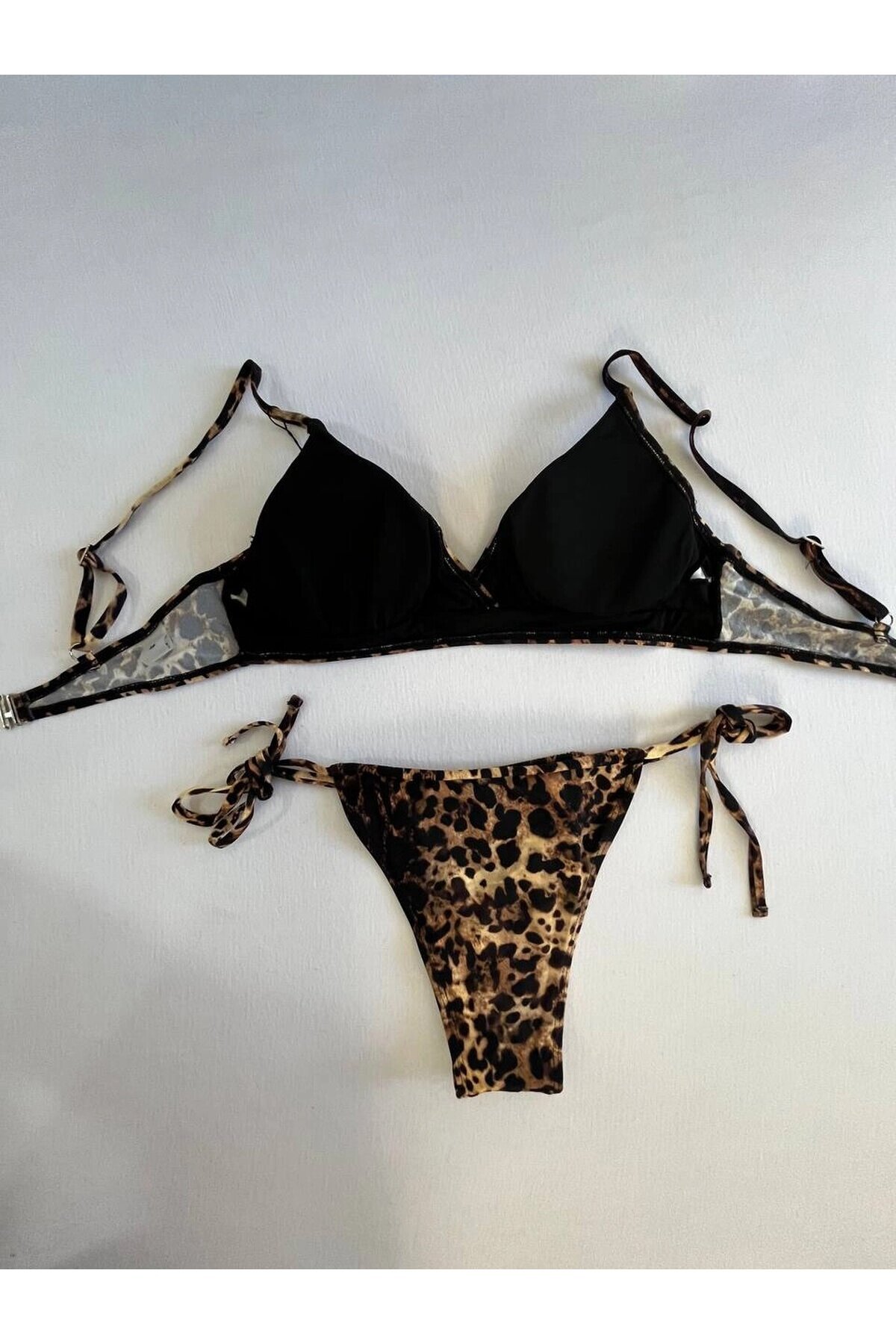 Kadın Kahverengi Leopar Desen Bikini Takımı HZL25S-LC3119