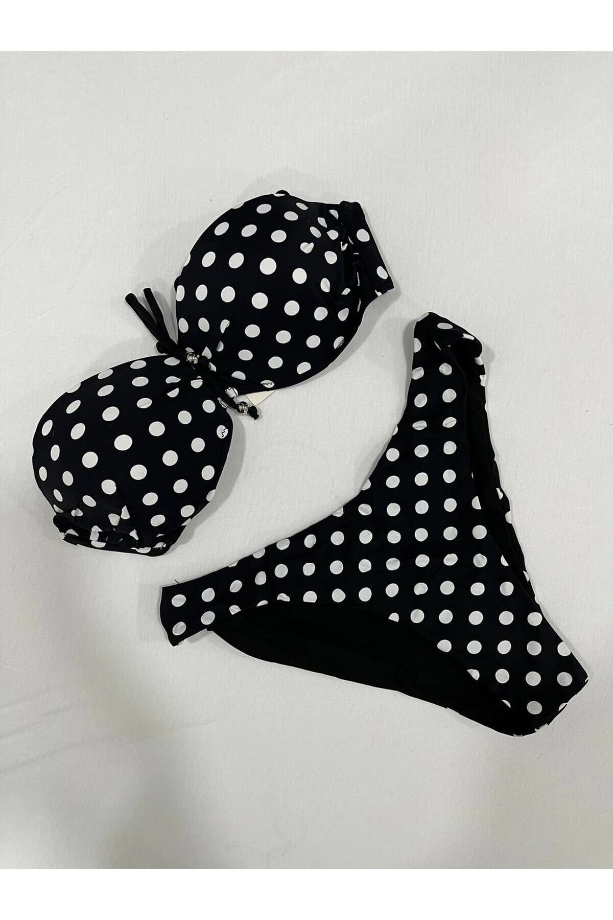 Kadın Siyah Puantiyeli Astarlı Bikini Takım HZL25S-LC2223