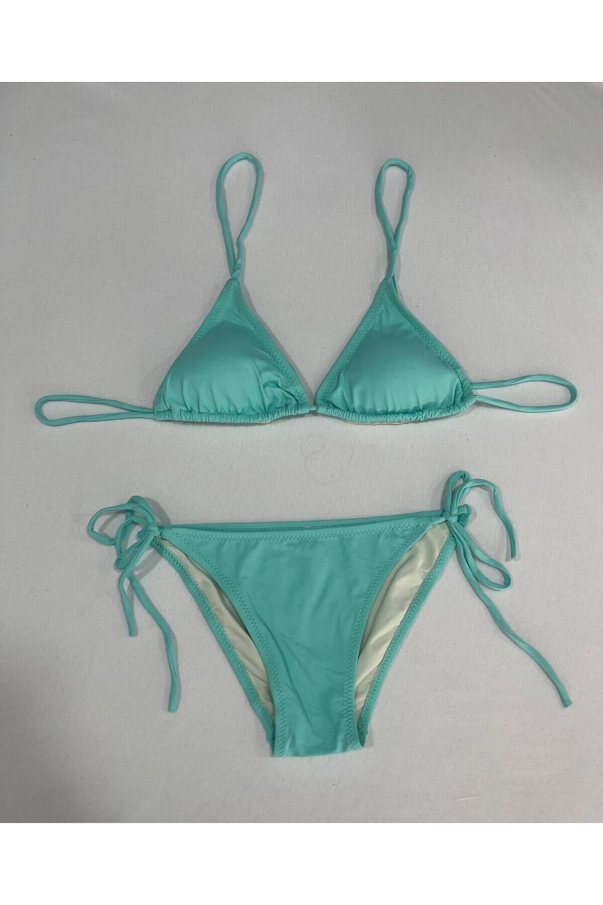 Kadın Su Yeşili Boyundan İp Bağlamalı Üçgen Bikini Takımı HZL25S-LC5005
