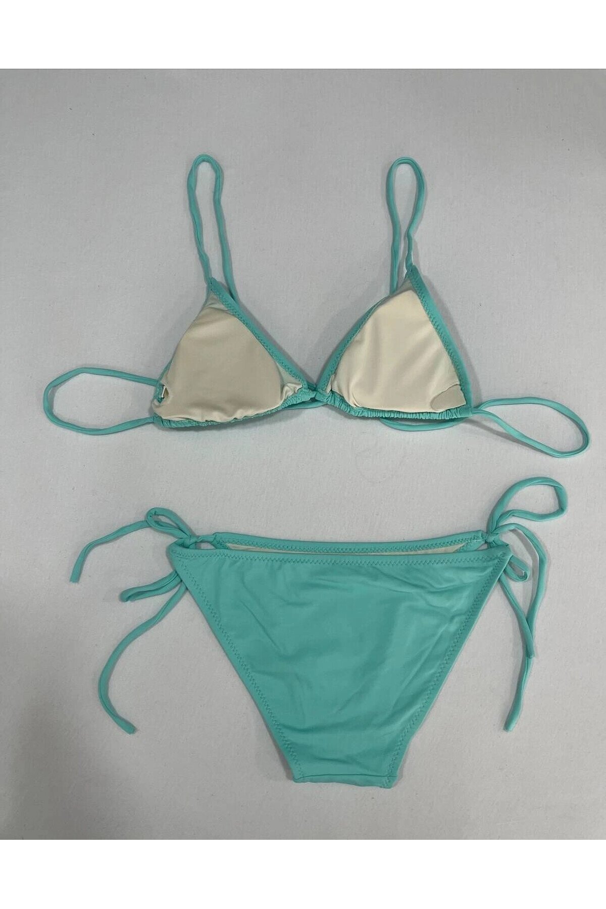 Kadın Su Yeşili Boyundan İp Bağlamalı Üçgen Bikini Takımı HZL25S-LC5005