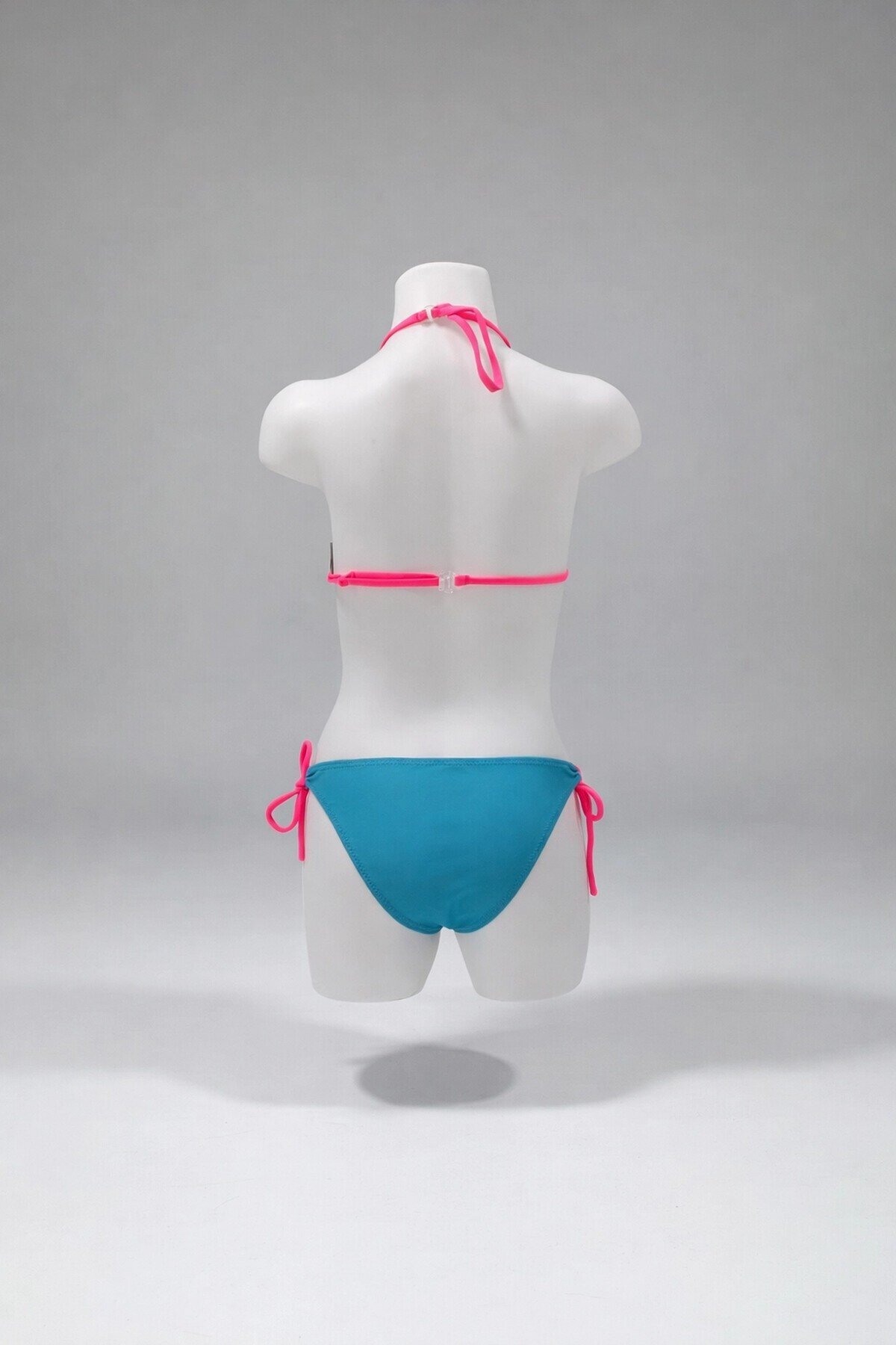 Kız Çocuk Mavi Tavuz Kuşu Desenli  6-14 Yaş Üçgen Bikini Takım HZL24S-LC19017