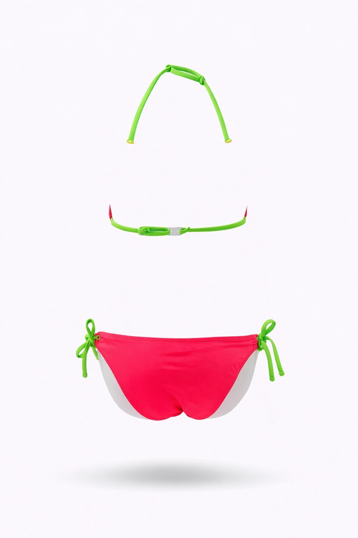 Kız Çocuk Pembe Kelebek Desenli  2-8 Yaş Üçgen Bikini Takım HZL24S-LC2134