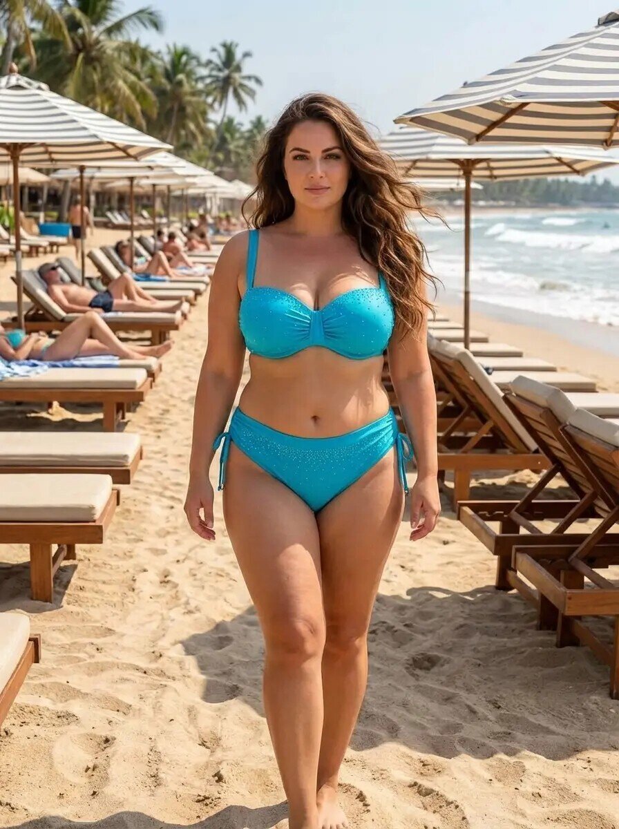 Kadın Mavi Taş İşlemeli Astarlı Bikini Takım HZL25S-LC3361