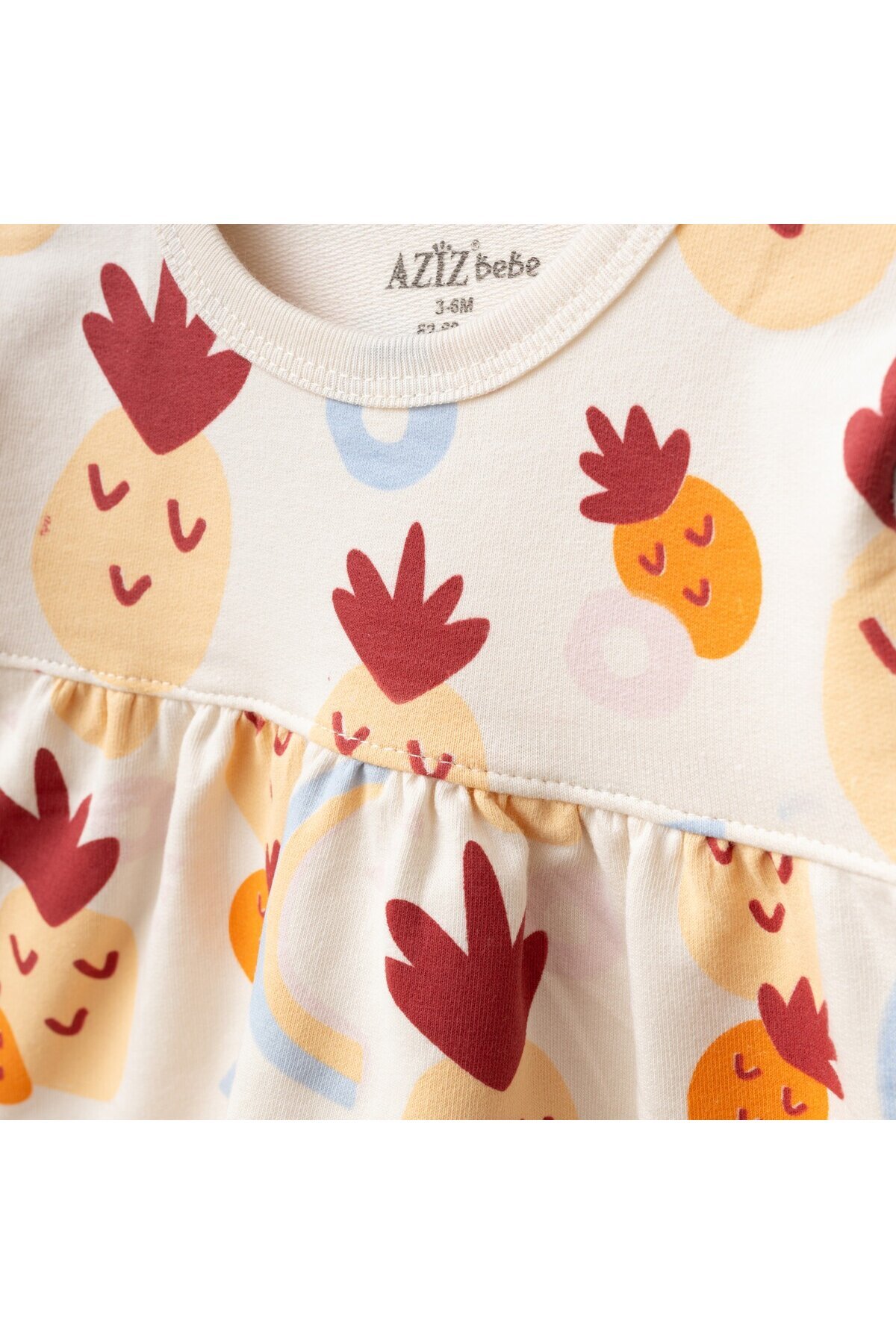 Kız Bebek Ananas Desenli % 100 Pamuk Sweatshirt Pantolon 2  li Alt Üst Bebek Takımı 3 Ay-36 Ay