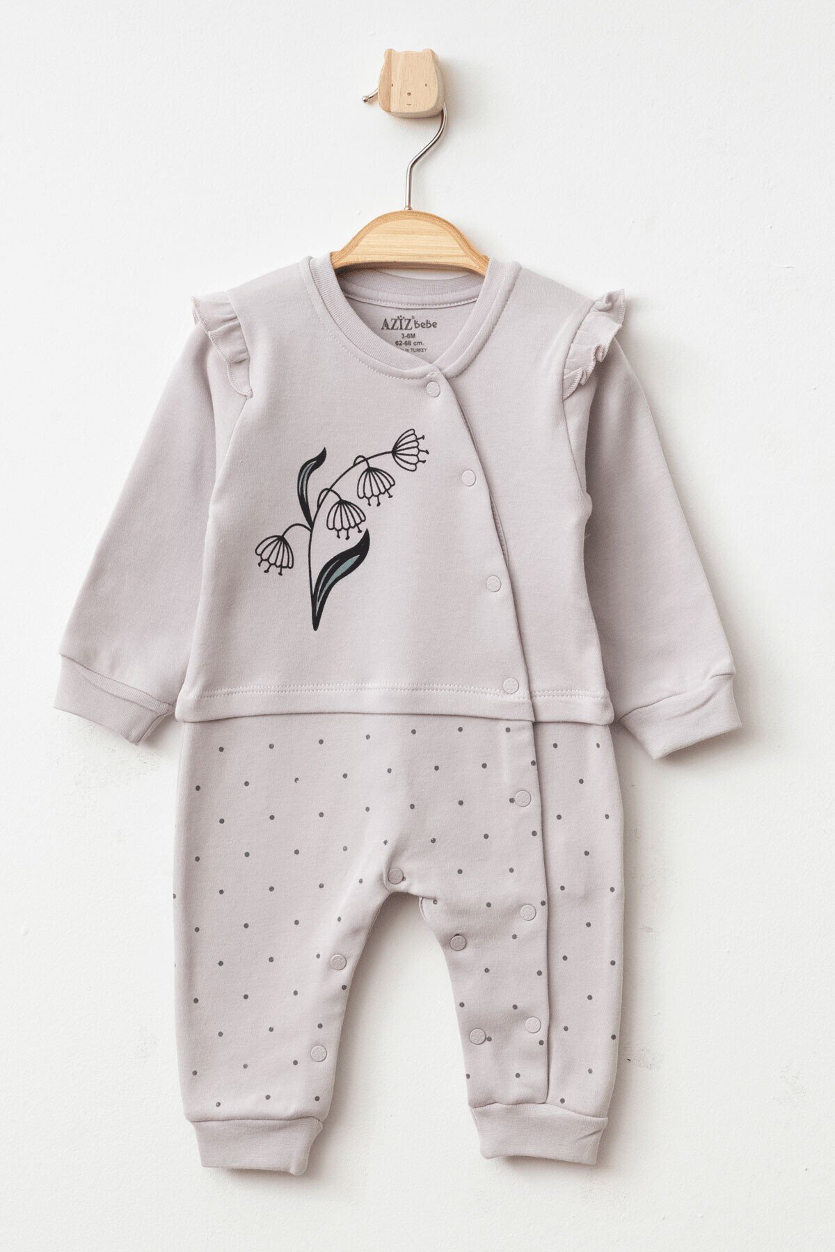 Kız Bebek Çıtçıtlı Çiçek Desenli Tulum 0 Ay - 6 Ay