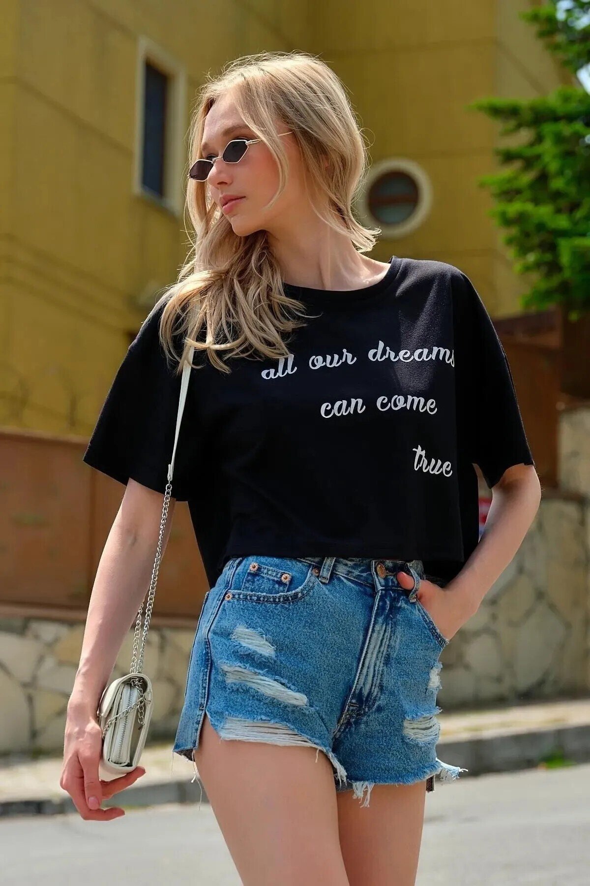 3 Lü Yazı Baskılı T-shirt Siyah