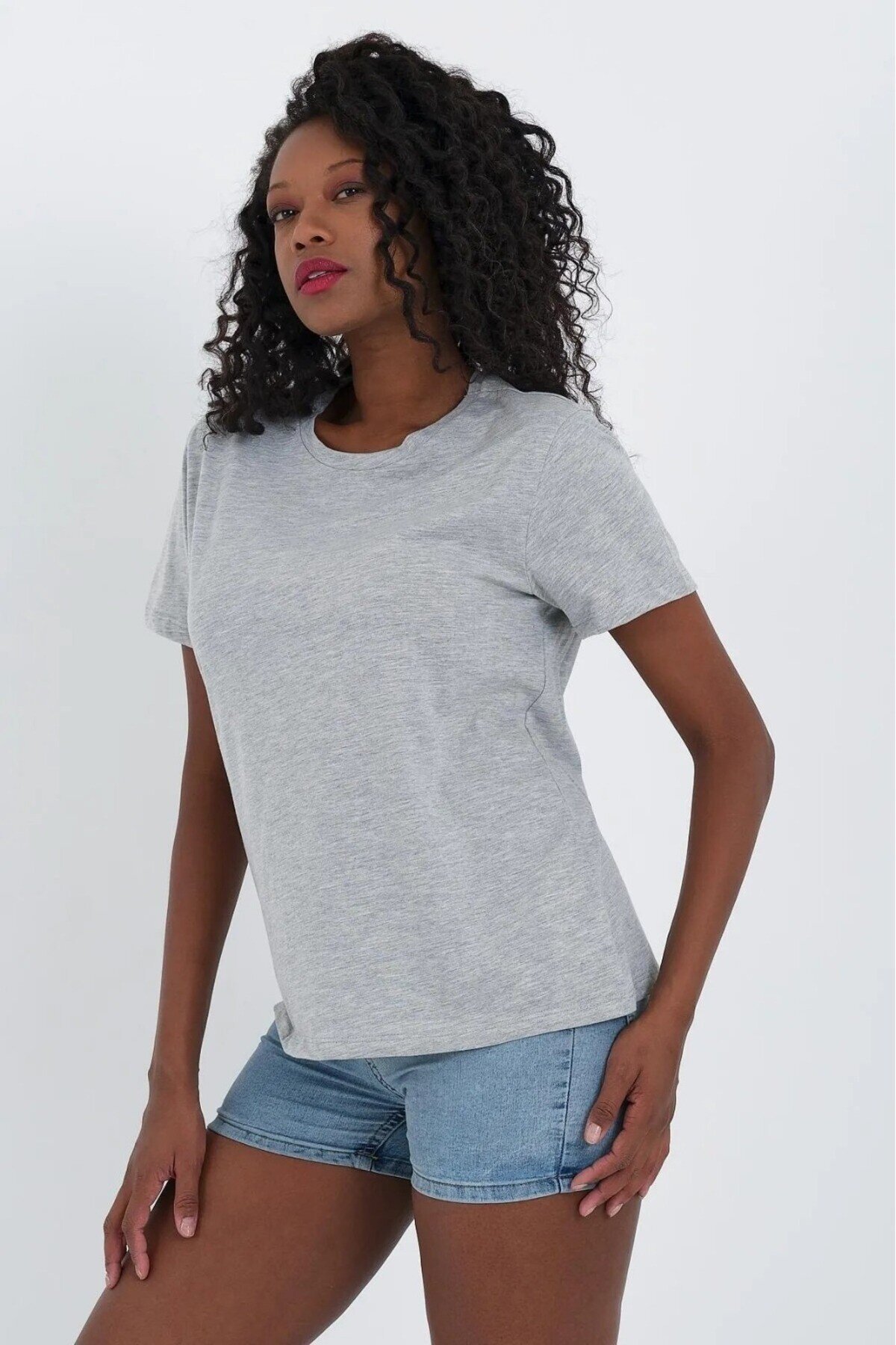 Kadın % 100 Pamuk 3lü Basic T-Shirt