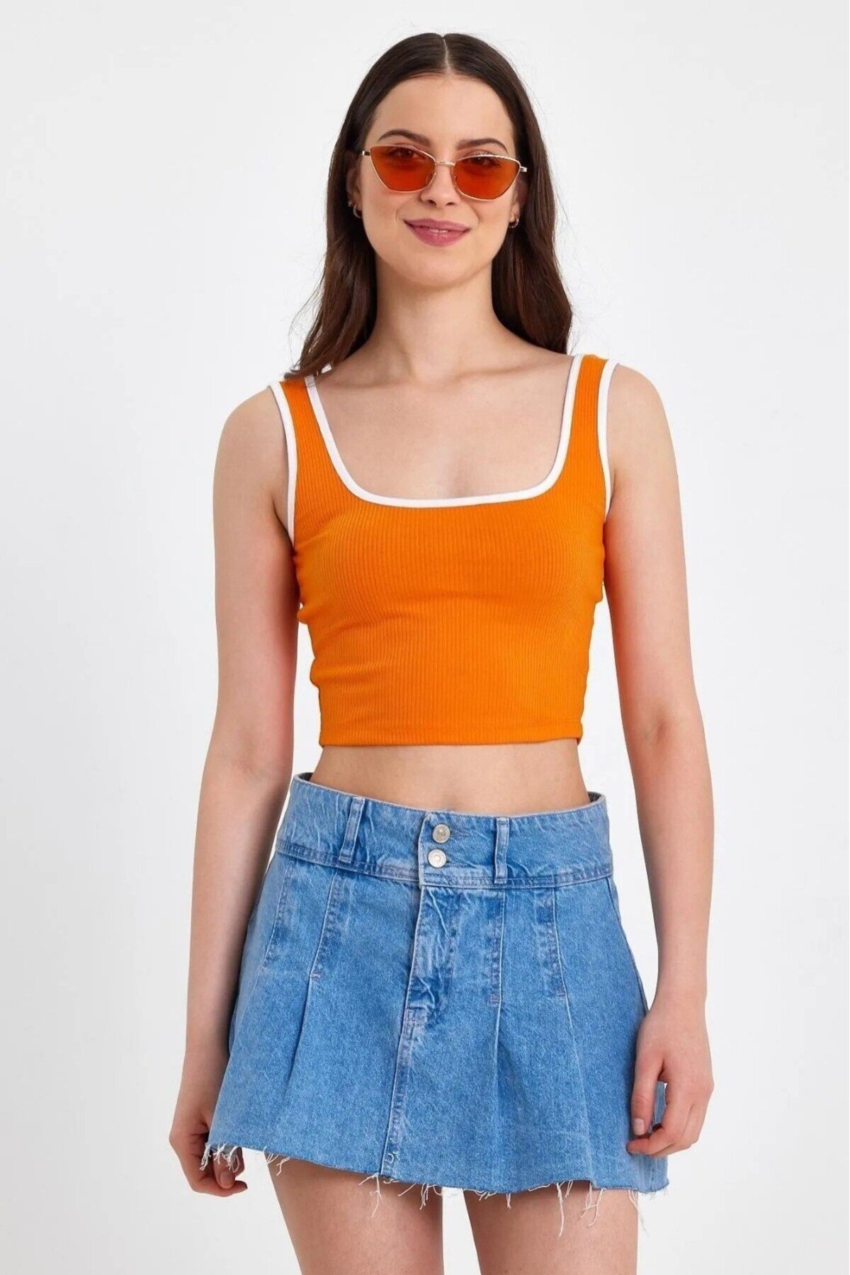 Kadın Askılı Crop Bluz