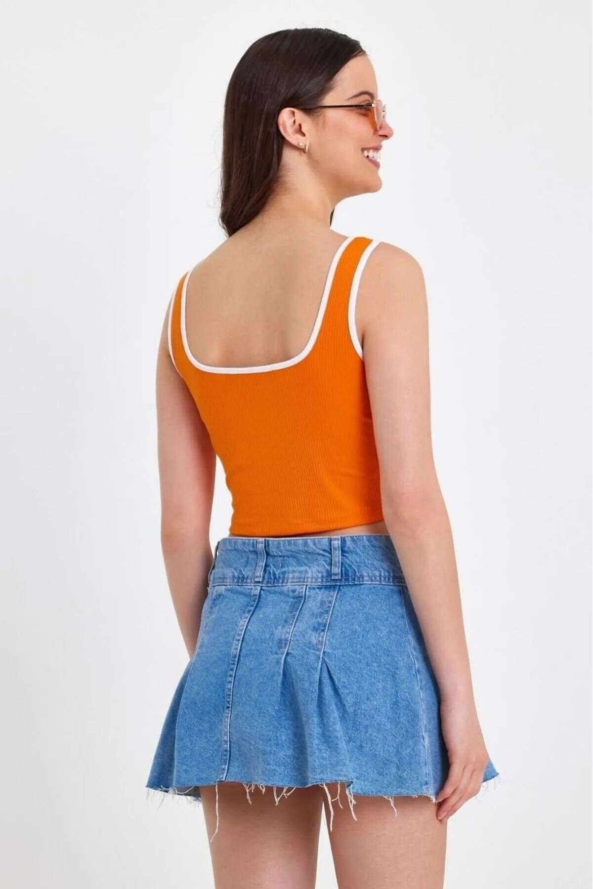 Kadın Askılı Crop Bluz