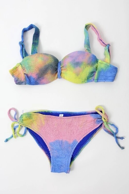 Kadın Çok Renkli Yüksek Bel Toparlayıcı Bikini Takım HZL24S-LC3304
