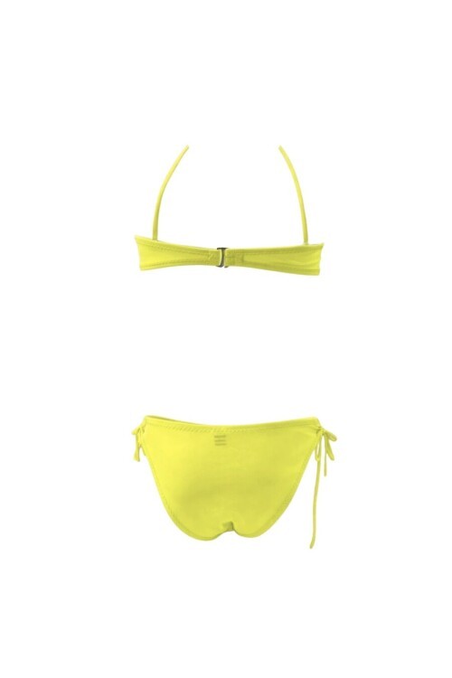 Kız Çocuk Neon Sarı Unicorn Desenli  2-8 Yaş Straplez Bikini Takım HZL24S-LC3658