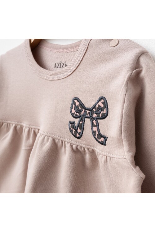 Aziz Bebe Kız Bebek Nakışlı Sweatshirt Pantolon 2 li Alt Üst Bebek Takımı 3 Ay-36 Ay