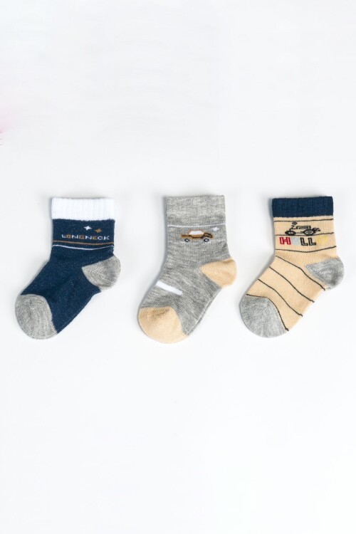 Erkek Bebek Basic Dikişsiz 3  lü Soket Çorap 0 Ay - 36 Ay