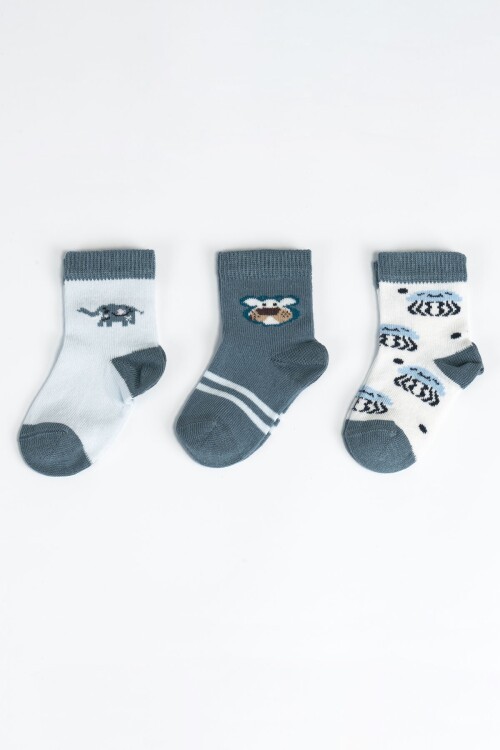Erkek Bebek Basic Dikişsiz 3  lü Soket Çorap 0 Ay - 36 Ay