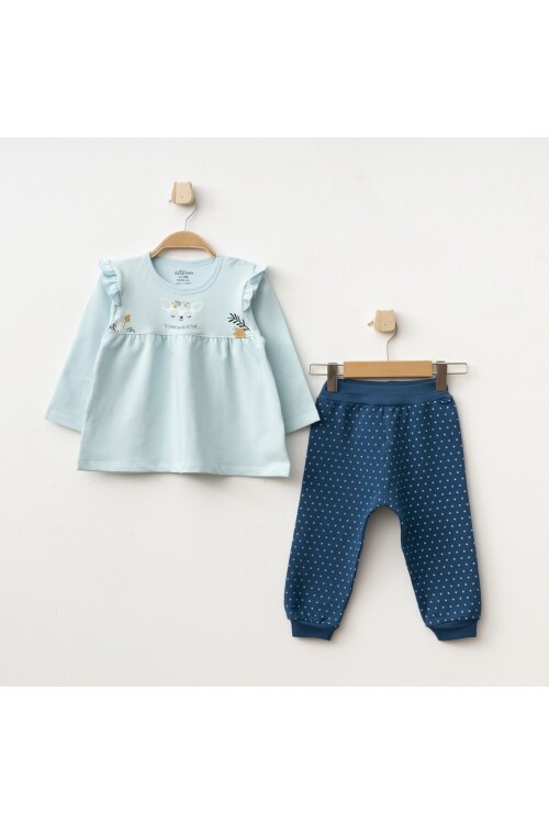 Kız Bebek Animal Desenli Sweatshirt Pantolon 2  li Alt Üst Bebek Takımı 3 Ay-36 Ay