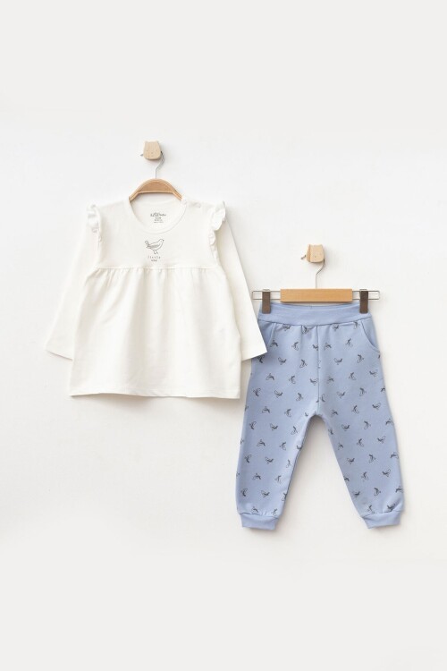 Kız Bebek Animal Desenli Sweatshirt Pantolon 2  li Alt Üst Bebek Takımı 3 Ay-36 Ay