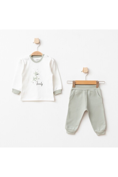 Kız Bebek Animal Desenli Sweatshirt Pantolon T-shirt 3 lü Alt Üst Bebek Takımı 3 Ay-36 Ay