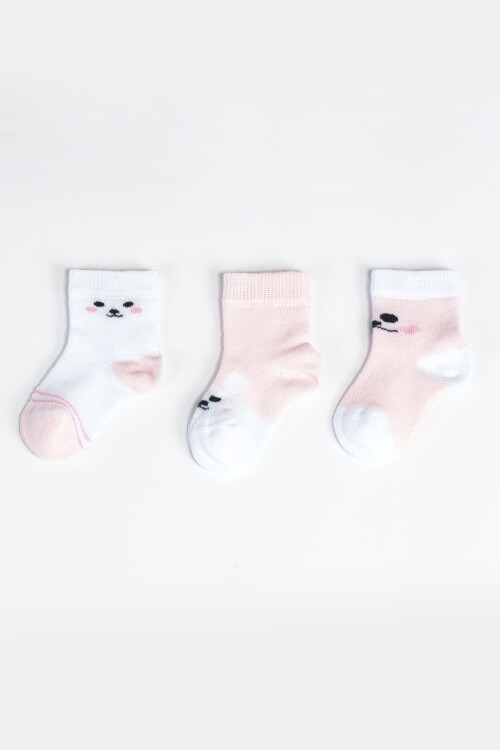 Kız Bebek Basic Dikişsiz 3  lü Soket Çorap 0 Ay - 36 Ay