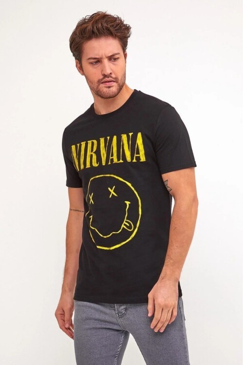 Erkek % 100 Pamuk Bisiklet Yaka Baskılı T-Shirt