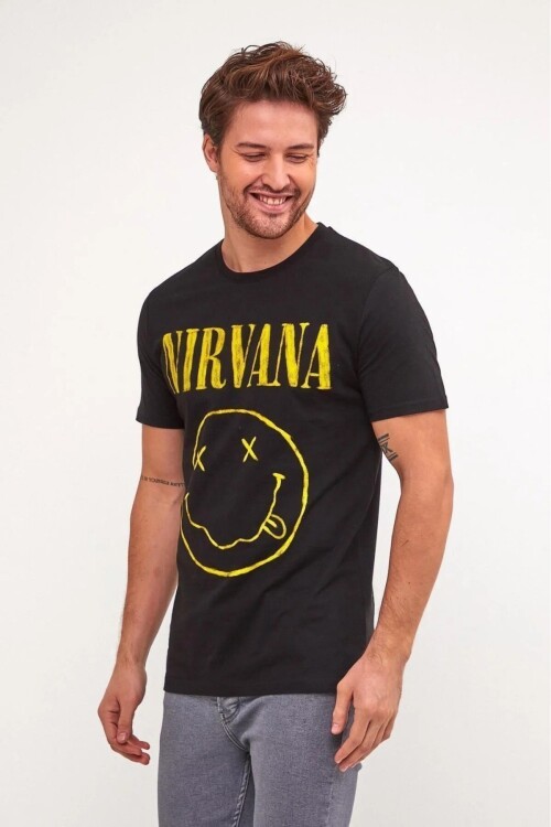Erkek % 100 Pamuk Bisiklet Yaka Baskılı T-Shirt