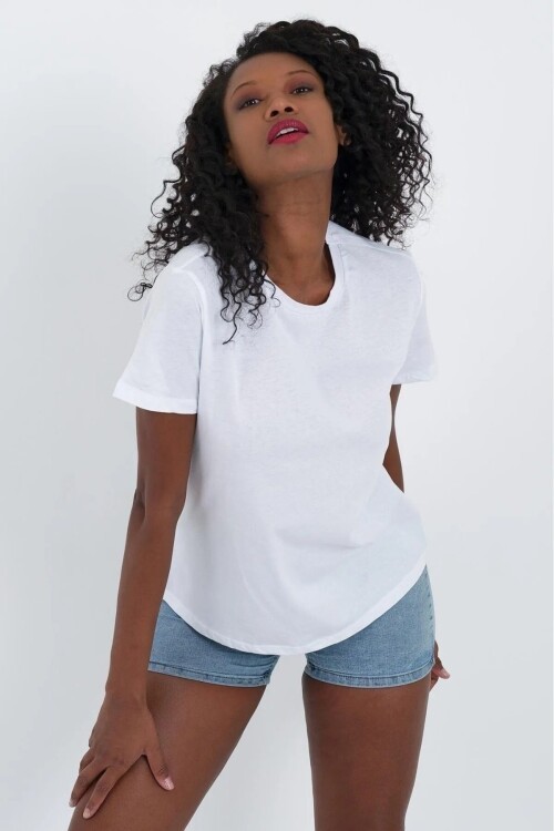 Kadın % 100 Pamuk 3lü Basic T-Shirt