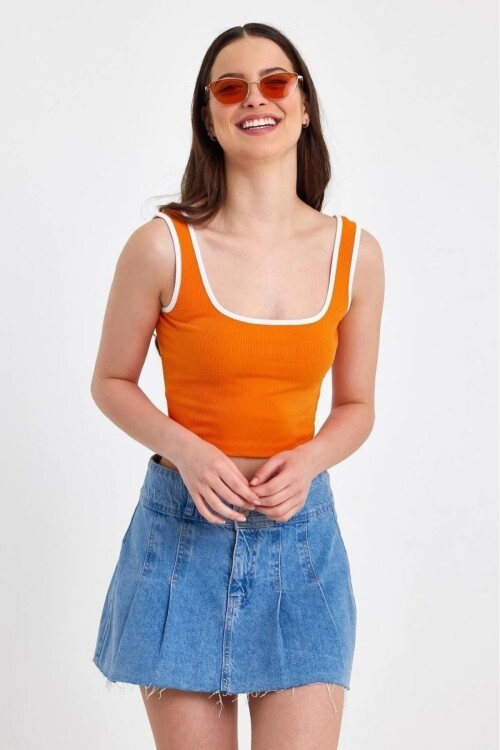 Kadın Askılı Crop Bluz