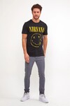 Erkek % 100 Pamuk Bisiklet Yaka Baskılı T-Shirt